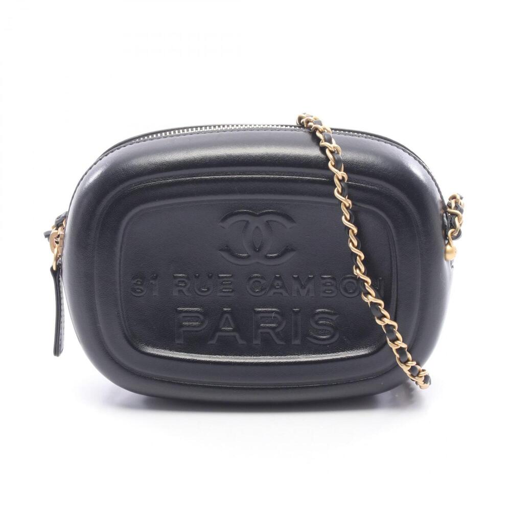 Chanel Mini Camera Bag Shoulder Handbag Lambskin Leather Women's Black AS5318